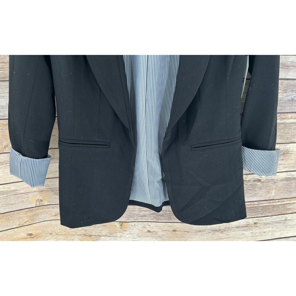 Women's Vylette Black Rolled Sleeve Open Front Blazer Size XS - Picture 3 of 5